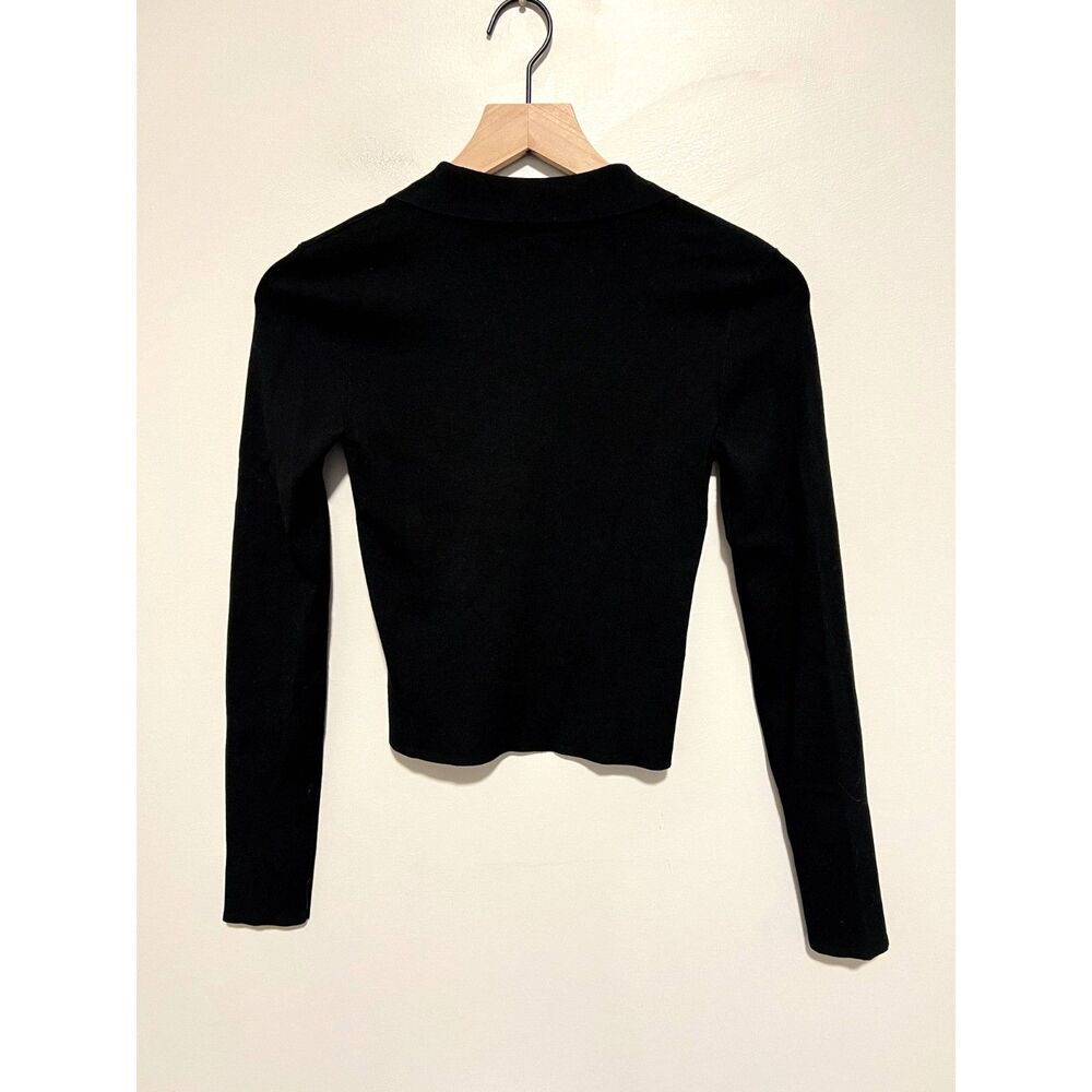 Aritzia Sunday Best Cece Sweater Button-up Polo Sweater Black Size Small - Picture 3 of 7